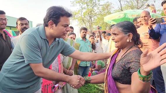 Public Angry on KTR in Election Campaign | ఎన్నికల ప్రచారంలో కేటీఆర్‌ను నిలదీసిన పెద్దావిడ | ABP Desam