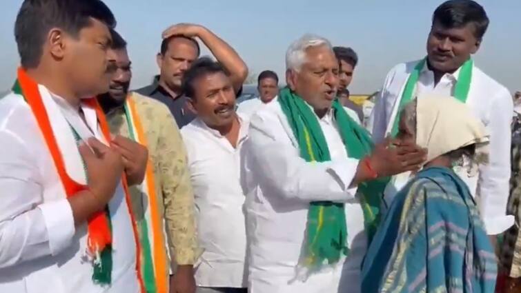 Telangana Congress Candidate Jeevan Reddy Slaps  Woman During Campaign watch Video Watch Video: 