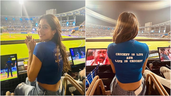 Janhvi Kapoor recently attended the match between Mumbai Indians and Kolkata Knight Riders at Wankhede Stadium.