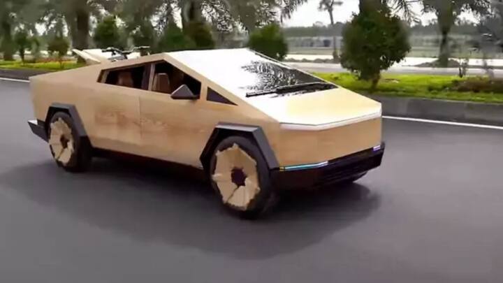Tesla Cybertruck Is Made Of Wood Fully Functional Video Goes Viral Tesla: చెక్కతో తయారు చేసిన టెస్లా వెహికిల్‌ని చూశారా, లుక్‌ అదిరిపోయింది