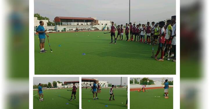 Tamil Nadu Sports Development Authority started summer hockey training camp for the first time at Kovilpatti கோவில்பட்டியில் கோடை கால ஹாக்கி பயிற்சி முகாம் தொடக்கம்! பயிற்சி அளிக்கும் இந்திய அணியின் முன்னாள் கோச்!