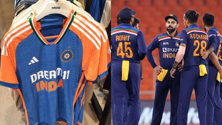 team india t20 world cup 2024 jersey launched fans trolled new design Team India Jersey: वर्ल्ड कप जर्सी हुई लॉन्च, इस लुक में नजर आएगी टीम इंडिया; लोगों ने बकवास बताकर उड़ाया मजाक