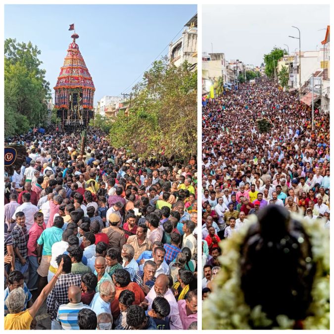 கோவிந்தா! கோவிந்தா! கோஷங்களுடன் வெகுவிமர்சையாக நடைபெற்ற ஸ்ரீரங்கம் சித்திரை தேரோட்டம்!