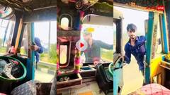 मौत का स्टंट! चलते ट्रक में स्टीयरिंग छोड़ बाहर निकला ड्राइवर, दूसरे दरवाजे से घुसा अंदर- वीडियो वायरल