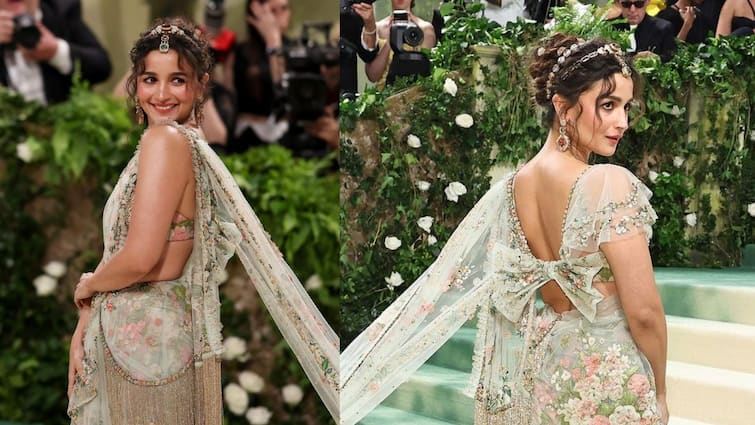 Alia Bhatt stuns in Sabyasachi saree at Met Gala 2024 with intricate details Alia Bhatt At 'Met Gala 2024': 'মেট গালা ২০২৪'-এ চোখ ধাঁধানো উপস্থিতি আলিয়া ভট্টের, সব্যসাচীর ডিজাইন করা শাড়িতে নায়িকা