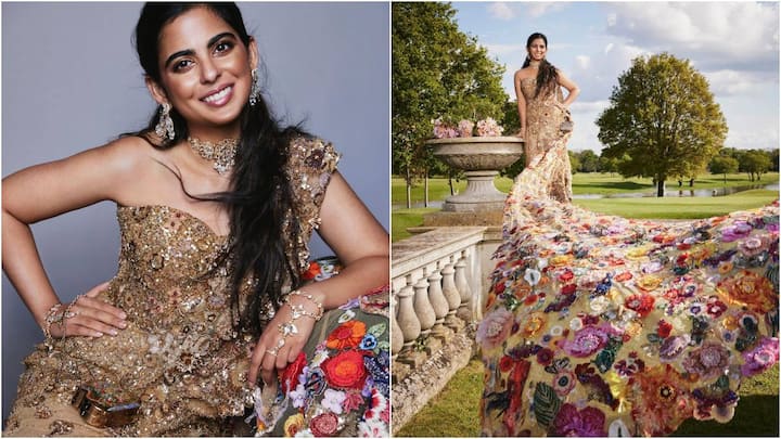 Isha Ambani Looks breathtaking in rahul mishra saree gown at met gala 2024 Met Gala 2024: ईशा अंबानी की साड़ी गाउन को बनाने में लगे इतने हजार घंटे