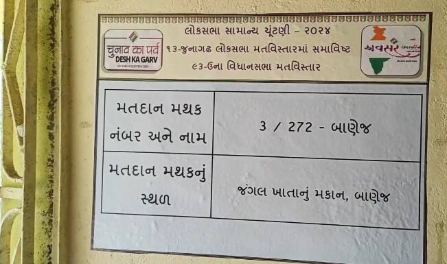 મધ્ય ગીર જંગલમાં આવેલા બાણેજ બુથ નં.3 માં થયું 100 ટકા મતદાન.