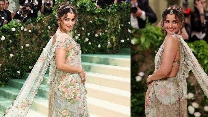 Alia Bhatt Met Gala Saree Details : బాలీవుడ్ స్టార్ హీరోయిన్ ఆలియా భట్ మరోసారి ఫ్యాషన్ ప్రియుల మనసు దోచేసింది. Met Gala 2024కి అందమై హ్యాండ్ క్రాఫ్టెడ్ శారీలో మెరిసి అందరి దృష్టిని ఆకర్షించింది.