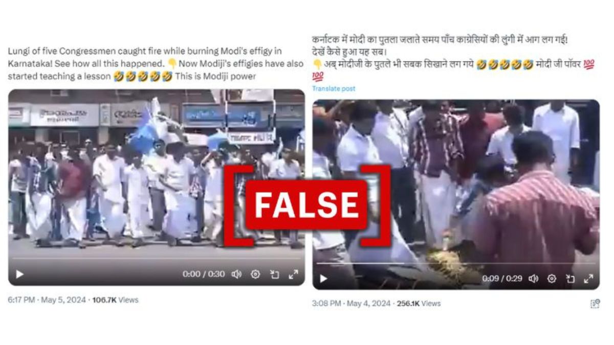 Fact Check: Video Doesn’t Show Karnataka Congress Workers Getting Injured While Burning PM Modi's Effigy