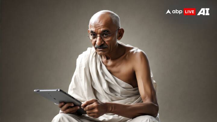 Our beloved Father of the Nation, Mahatma Gandhi, could surely have used the iPad to edit important columns on his 'Young India' journal. (Image credit: ABP Live AI)