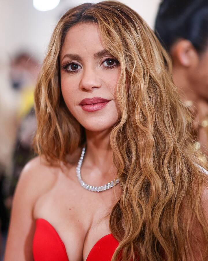 She sported a diamond necklace to make a statement.