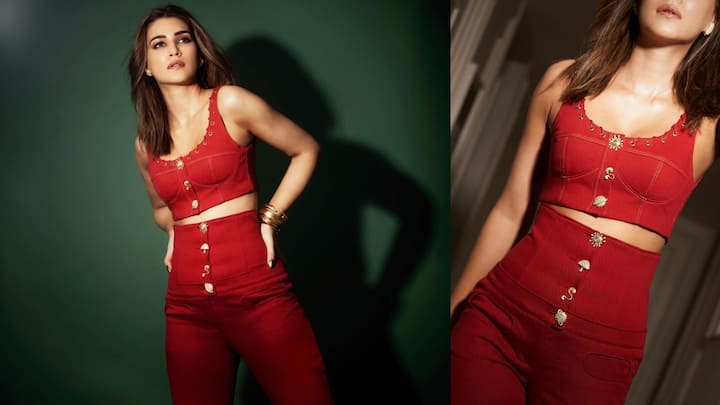 Kriti Sanon Photos : హీరోయిన్ కృతి సనన్ రెడ్ కలర్ డ్రెస్​లో లేటెస్ట్ ఫోటోషూట్ చేసింది. ఈ లుక్​లో కృతి సనన్ చాలా అందంగా కనిపిస్తుంది. ​