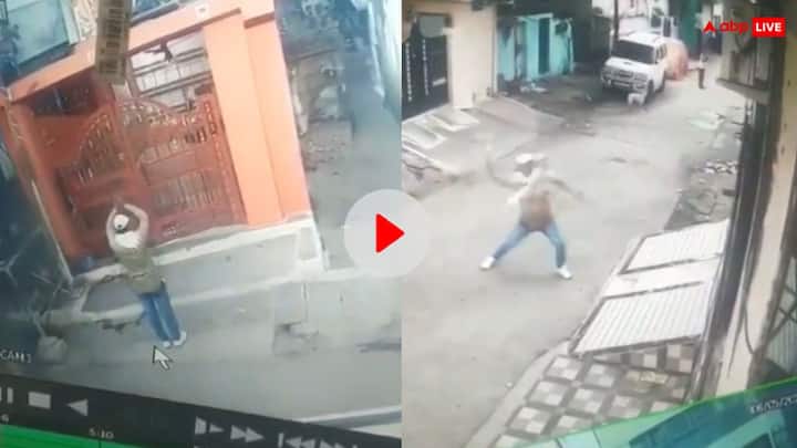 Jabalpur Viral Video of Man Throwing Bomb after Worshipping Bhagwan in Mandir ANN पहले मंदिर में भगवान का लिया आशीर्वाद और फिर धड़ाधड़ फेंके बम, जबलपुर के गुंडे का Video Viral