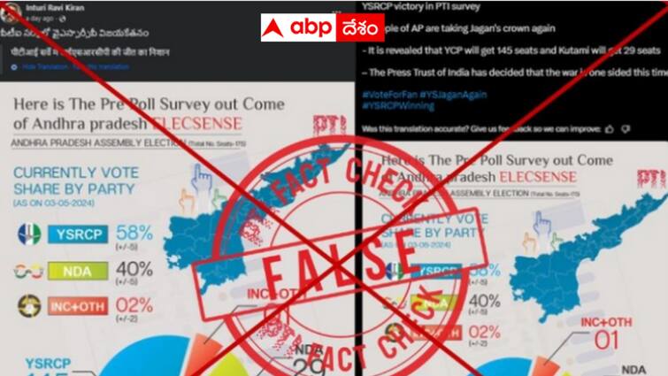 Fact Check Circulated PTI survey on AP elections is fake Fact Check : పీటీఐ పేరుతోనూ ఆంధ్ర ఎన్నికలపై ఫేక్ సర్వేలు - ఇదే అసలు నిజం !