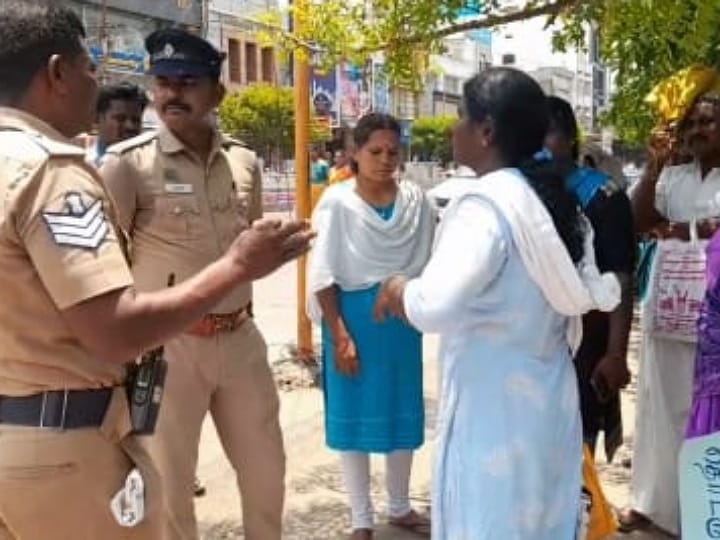 வாரிசு சான்றிதழ் கேட்டு பெண்மணி உண்ணாவிரத போராட்டம் - கரூரில் பரபரப்பு