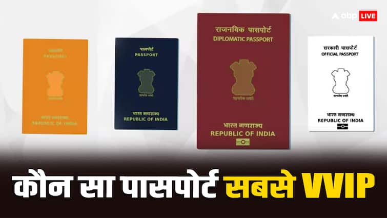 How many types of passports are there in India, which is the most VIP passport Indian Passports: भारत में कौन सा है VIP पासपोर्ट, विदेश जाने के लिए भी नहीं पड़ती वीजा की जरूरत 