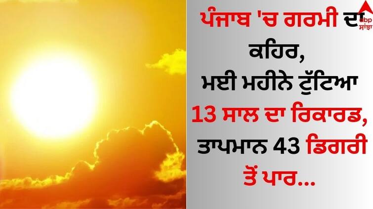 Punjab-weather-update-9-may-2024-13-year-record-broken-in-may-ludhiana-temperature-crossed-43-degrees know latest update Punjab Weather: ਪੰਜਾਬ 'ਚ ਗਰਮੀ ਦਾ ਕਹਿਰ, ਮਈ ਮਹੀਨੇ ਟੁੱਟਿਆ 13 ਸਾਲ ਦਾ ਰਿਕਾਰਡ, ਤਾਪਮਾਨ 43 ਡਿਗਰੀ ਤੋਂ ਪਾਰ