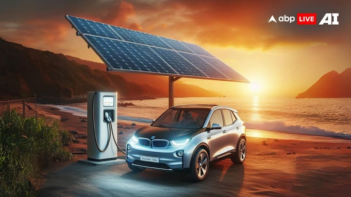 Electric car charging from Solar energy EV powering benefits cost saving system abpp सोलर एनर्जी से कैसे मिलेगी आपकी गाड़ी को पावर, क्या हैं इसके फायदे?