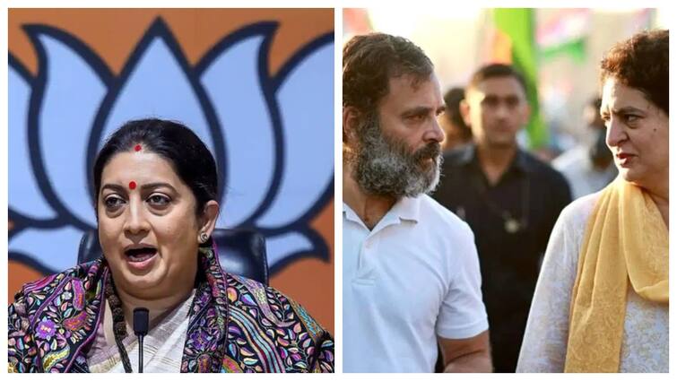 Lok Sabha elections 2024 Smriti Irani open debate challenge Priyanka Gandhi Rahul Gandhi congress reacts Lok Sabha elections 2024: 'एक तरफ भाई बहन और दूसरी तरफ', स्मृति ईरानी का प्रियंका और राहुल गांधी को डिबेट का चैलेंज