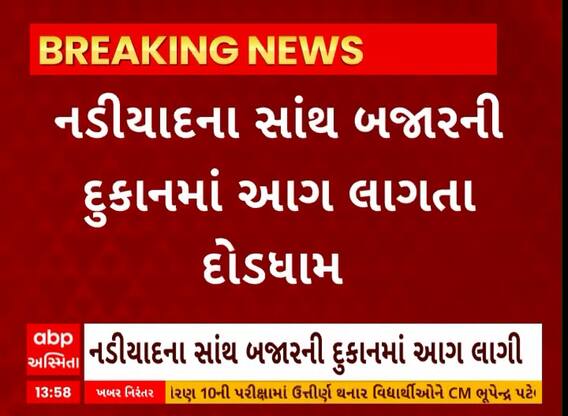 Nadiad News । નડિયાદની સાંથ બજારની દુકાનમાં આગ લાગતા દોડધામ