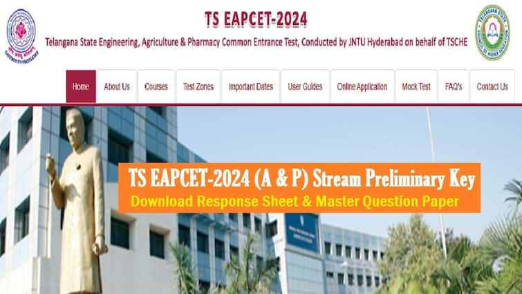 JNTU Hyderabad has released TS EAPCET 2024 Prelminary answer key downlaod Response Sheet and Master Question Papers With Key TS EAPCET: టీఎస్ ఈఏపీసెట్‌-2024 అగ్రి, ఫార్మా ప్రిలిమినరి 'కీ' విడుదల - అభ్యంతరాలకు అవకాశం