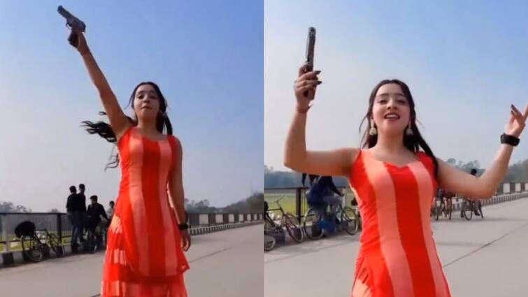 Youtuber Dances With Gun For Instagram Reel On Lucknow Highway Video Goes Viral Viral Video: నడిరోడ్డుపై తుపాకీ పట్టుకుని డ్యాన్స్‌లు, రీల్స్ కోసం ఇన్‌ఫ్లుయెన్సర్ పిచ్చి చేష్టలు - వీడియో వైరల్