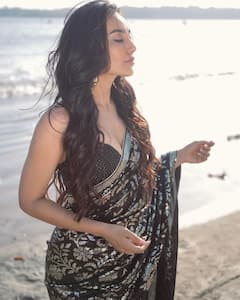 Surbhi Jyoti Raising The Heat In Black-Silver Saree On A Mumbai Beach; See Pics