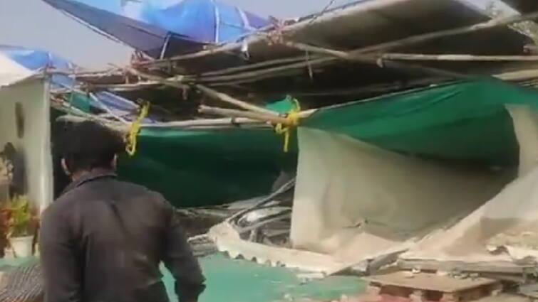 Delhi Duststorm Rohini Japanese Park Pandal Destroyed By Wind No Causalities Reported Pandal In Rohini’s Japanese Park Destroyed After Duststorm Hits Delhi, No Casualties: WATCH