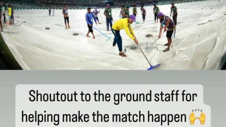 Shreyas Iyer showing respect to all ground staff who worked so hard during heavy rain MI vs KKR IPL 2024 latest sports news KKR vs MI: श्रेयस अय्यर ने ऐसे ग्राउंड स्टाफ का किया शुक्रिया, दिल जीत लेगा KKR के कप्तान का अंदाज