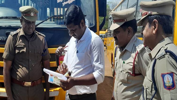 Thanjavur  District  Private School Vehicles Collaboration on Eligibility test - TNN தஞ்சையில்  9 வாகனங்கள் தற்காலிக தகுதி சான்று ரத்து - ஆய்வின்போது அதிரடி நடவடிக்கை