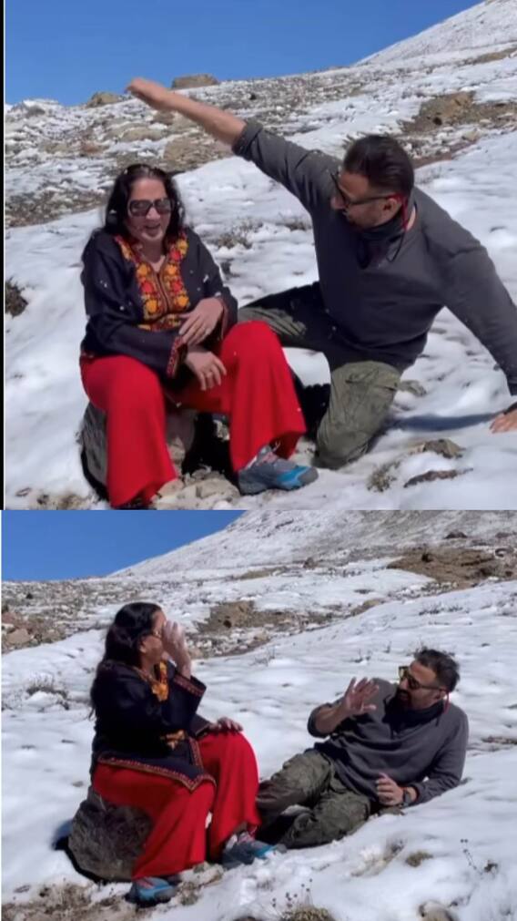 मदर्स डे पर पहाड़ की वादियों में मां संग खेलते दिखे सनी देओल