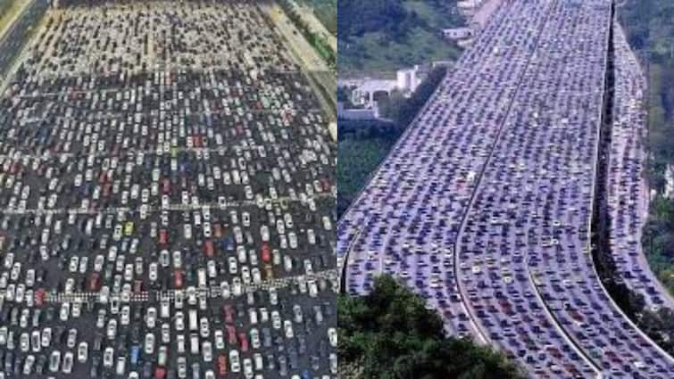 Where is the world's biggest traffic jam Not only for 5 7 days people were stuck in the traffic jam for so many days दुनिया का सबसे बड़ा जाम कहां लगा है? 5-7 दिन ही नहीं, इतने दिन तक जाम में फंसे रहे थे लोग
