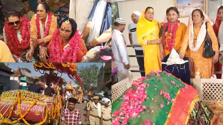 Bharatpur Kinnar Samaj Shobha Yatra: भरतपुर में किन्नर समाज ने भव्य शोभा यात्रा निकाली. इस दौरान समाज के लोगों ने कौमी एकता की मिसाल पेश करते हुए यजमानों की खुशहाली और सलामती के लिए रब से दुआ मांगी.