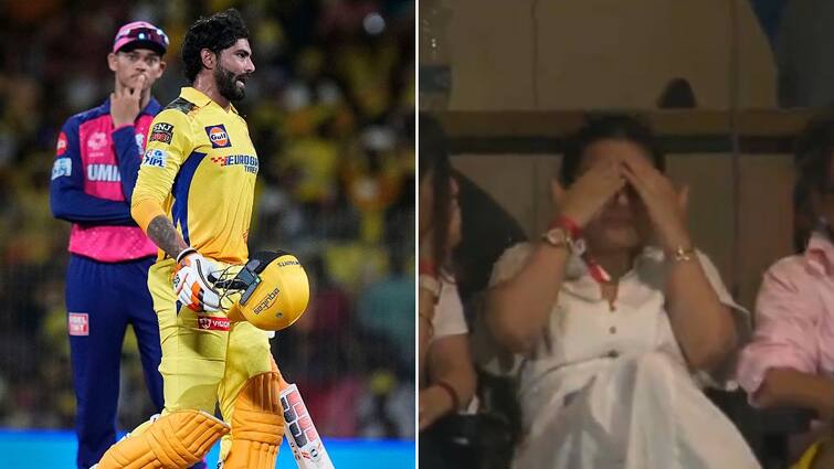 Ravindra Jadeja Dismissal During CSK vs RR IPL 2024 Match Leaves Sakshi Dhoni Shocked- WATCH Ravindra Jadeja's Dismissal During CSK vs RR IPL 2024 Match Leaves Sakshi Dhoni Shocked- WATCH