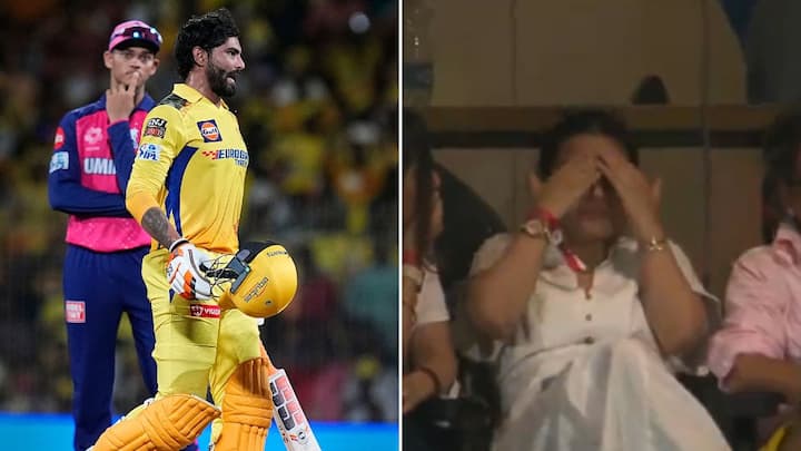 Surprise Strikes as Sakshi Dhoni Reacts to Ravindra Jadeja's Unfortunate Dismissal in CSK vs RR IPL 2024 Clash.