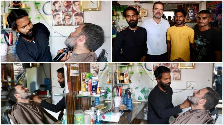 Congress candidate from Rae Bareli Rahul Gandhi was seen getting a haircut in Rae Bareli. This incident has become a topic of discussion on social media.