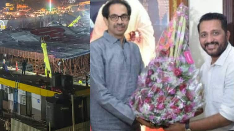 BJP MLA Ram Kadam and Kirit Somaiya tweet Uddhav Thackeray photo with Bhavesh Bhide ghatkopar hoarding collapse Ghatkoper Hoarding : घाटकोपर होर्डिंग दुर्घटना प्रकरणात भाजप नेत्यांनी उद्धव ठाकरेंना घेरलं, भावेश भिंडेसोबतचा फोटो ट्विट