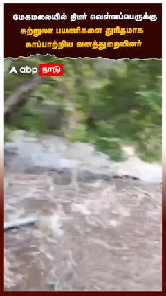 மேகமலையில் தீடீர் வெள்ளப்பெருக்கு சுற்றுலா பயணிகளை வனத்துறையினர்