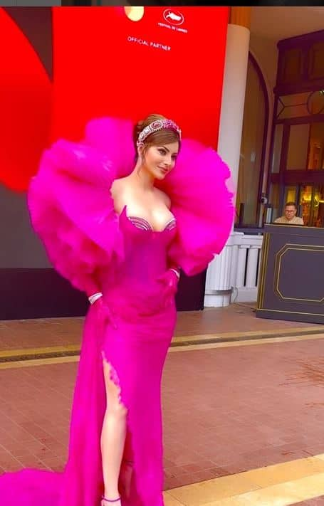 The actor, who was part of the India delegation at the Cannes Festival Market, looked stunning in a pink ruffle off shoulder gown