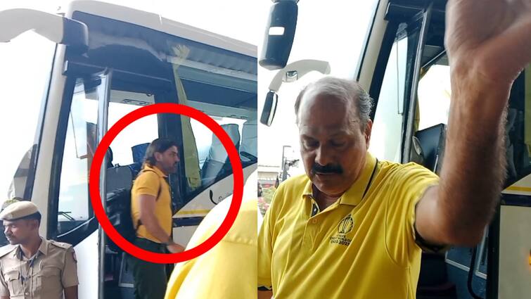 CSK Team Security Guard In Argument With Media Person Infront of MS Dhoni TNN CSK : மாஸாக வந்து இறங்கிய தோனி.. வீடியோ எடுக்காமல் தடுத்த சிஎஸ்கே பாதுகாவலர்களால் பரபரப்பு