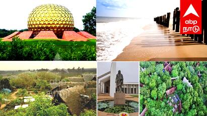 travel with abp part 2 puducherry top 5 tourist places aurovile உலகத்தை சுற்றிப்பார்க்க ஆசையா? கனவு உலகம் ஆரோவில்லுக்கு ஒருமுறை  போய்ட்டு வாங்க...