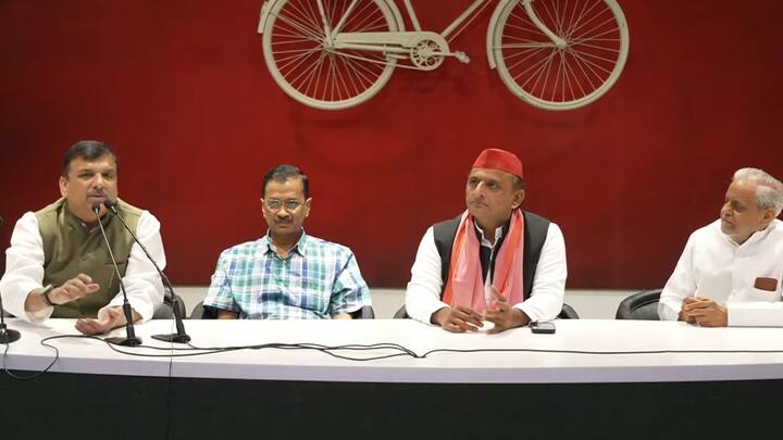 अरविंद केजरीवाल ने अखिलेश यादव के साथ प्रेस कॉन्फ्रेंस करते हुए बड़ा दावा किया. केजरीवाल ने दावा करते हुए कहा, '' देश से आ रहे ट्रेंड दिखाते हैं कि बीजेपी को 220 से कम सीटें मिलेगी. दिल्ली, हरियाणा, यूपी, कर्नाटक और झारखंड में बीजेपी की सीटें कम आ रही है. विपक्षी गठबंधन इंडिया की सरकार बनने जा रही है.''