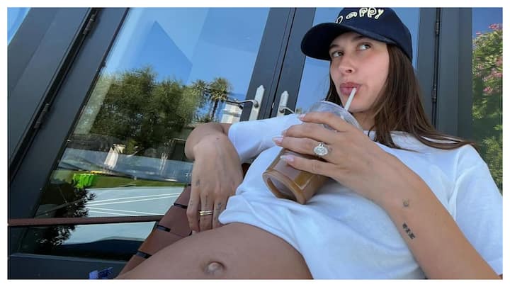 Hailey Bieber posted a series of pictures flaunting her baby bump. Justin Bieber and Hailey are expecting their first child.
