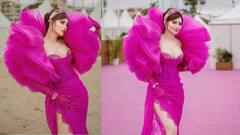 Urvashi Rautela Cannes 2024: उर्वशी रौतेला गुलाबी अप्सरा बनून रेड कार्पेटवर आली, अभिनेत्रीचा फर्स्ट लुक पाहा!