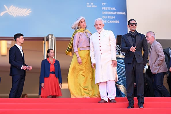Veteran actor Naseeruddin Shah walked the red carpet at Cannes along with wife Ratna Pathak Shah, late co-star Smita Patil's son Prateik Babbar, Dr Kurien's daughter Nirmala Kurien, and Amul MD Jayen Mehta.