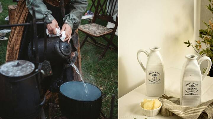 இதை சுத்தம் செய்யும் லிக்விட் செய்வது மிகவும் எளிதானது. ஒரு பாத்திரத்தில் 2 பெரிய டம்பளர் அளவு தண்ணீர் ஊற்றி நன்றாக கொதிக்க வைக்க வேண்டும். கொதி வந்ததும் அடுப்பை அணைக்கவும். இதில் மூன்று பழங்களின் எலுமிச்சை சாறு சேர்க்கவும்.