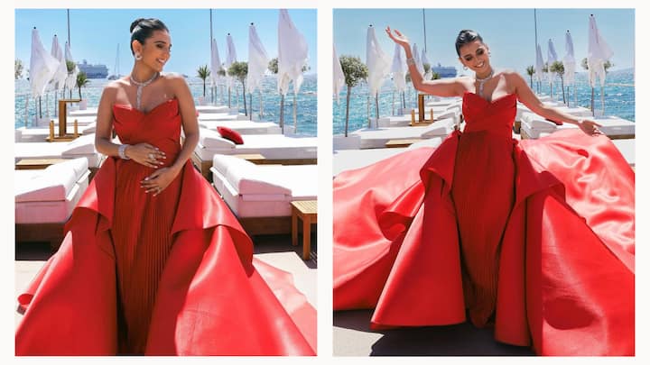 Global influencer Masoom Minawala mesmerises at Cannes in a bespoke Amit Aggarwal gown, epitomising timeless elegance and Indian craftsmanship. See Pics here: