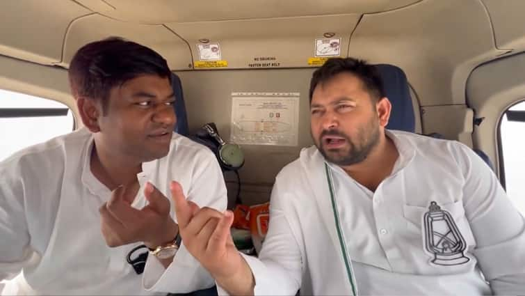 Bihar Rjd Leader Tejashwi Yadav And Mukesh Sahani Talking Video In Helicopter During Lok Sabha 2122