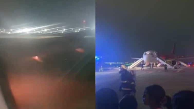 flight IX 1132 from Bengaluru to Kochi made an emergency landing at Bengaluru airport - watch video Watch Video: கொச்சிக்கு சென்று கொண்டிருந்த ஏர் இந்தியா விமானம்.. என்ஜினில் தீ பிடித்ததால் அவசரமாக தரையிறக்கம்..!