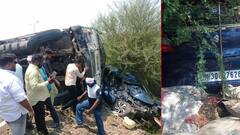 राँग साईडने आला भरधाव ट्रक, समोरुन येणाऱ्या कारचा चेंदामेंदा; भीषण अपघातात 3 जण जखमी